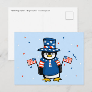 Patriotischer Pinguin Postkarte