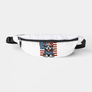 Patriotischer Pitbull Amerikanische Flagge 4. Juli Bauchtasche