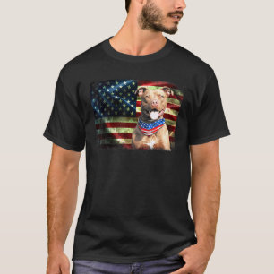 Patriotischer Pitbull Amerikanische Flagge Hund Mä T-Shirt