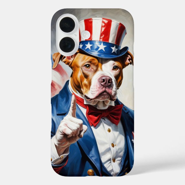 Patriotischer Pitbull-Hund in Uncle Sam Pose Case-Mate iPhone Hülle (Rückseite)