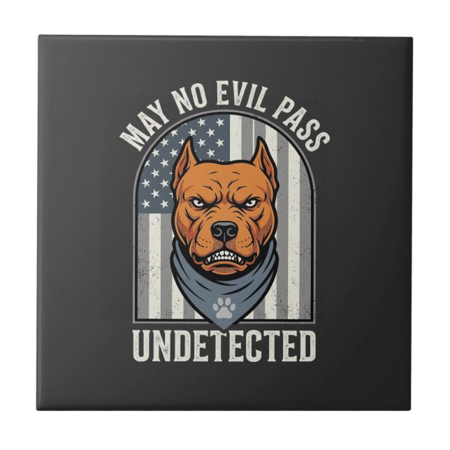Patriotischer Pitbull-Wachhund Fliese (Vorderseite)