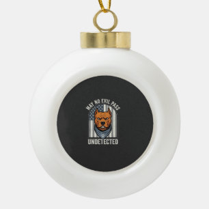 Patriotischer Pitbull Wachhund Keramik Kugel-Ornament