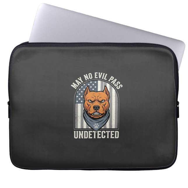 Patriotischer Pitbull-Wachhund Laptopschutzhülle (Vorderseite)