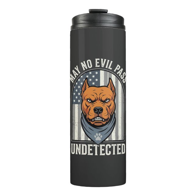Patriotischer Pitbull Wachhund Thermosbecher (Vorderseite)
