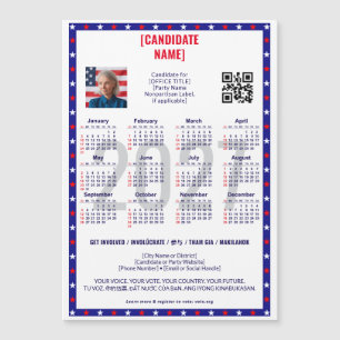 Patriotischer politischer Wahl-QR-Code-Kalender 20 Magnetkarte