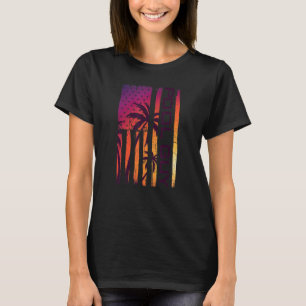Patriotischer Pool-Typ Vintage-Palme Us Amerikanis T-Shirt