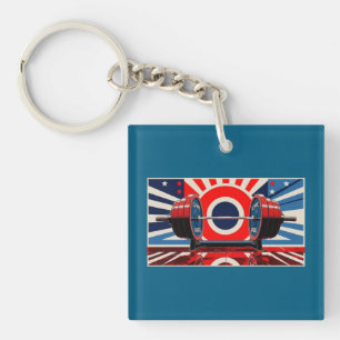 Patriotischer Pop Art Olympic Barbell Set Schlüsselanhänger