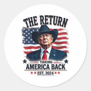 Patriotischer Präsident Donald Trump Cowboy Nimm A Runder Aufkleber