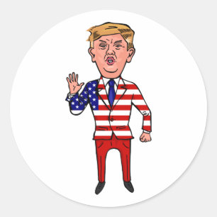 Patriotischer Präsident Donald Trump Funny Cartoon Runder Aufkleber