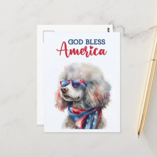 Patriotischer Pudel, Gott segne Amerika Postkarte