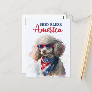 Patriotischer Pudel, Gott segne Amerika Postkarte