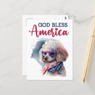 Patriotischer Pudel, Gott segne Amerika Postkarte