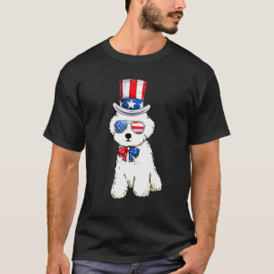 Patriotischer Pudel Hund USA Amerikanische Flagge T-Shirt
