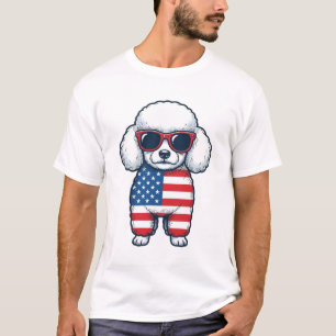 Patriotischer Pudel in Sonnenbrille Vektor Design_ T-Shirt