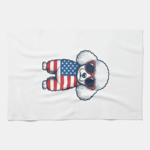Patriotischer Pudel mit Sonnenbrille Vektor Design Geschirrtuch