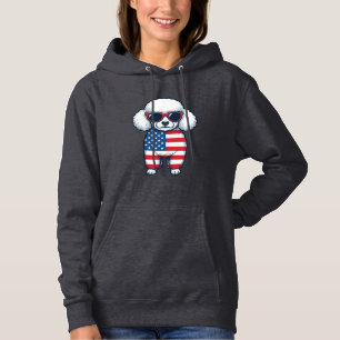 Patriotischer Pudel mit Sonnenbrille Vektor Design Hoodie