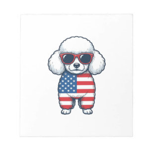Patriotischer Pudel mit Sonnenbrille Vektor Design Notizblock