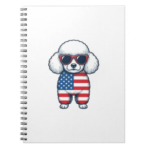 Patriotischer Pudel mit Sonnenbrille Vektor Design Notizblock