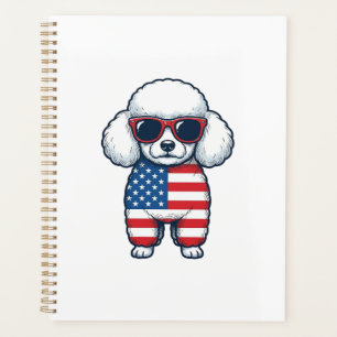 Patriotischer Pudel mit Sonnenbrille Vektor Design Planer