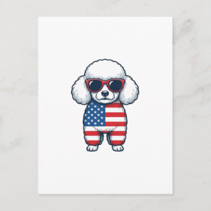 Patriotischer Pudel mit Sonnenbrille Vektor Design Postkarte