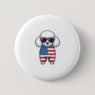Patriotischer Pudel mit Sonnenbrille Vektordesign_ Button