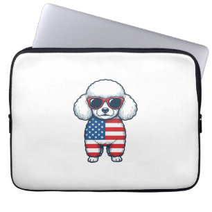 Patriotischer Pudel mit Sonnenbrille Vektordesign_ Laptopschutzhülle