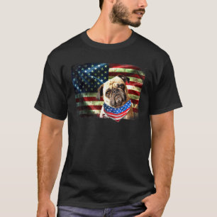 Patriotischer Pug Amerikanische Flagge Hund Männer T-Shirt