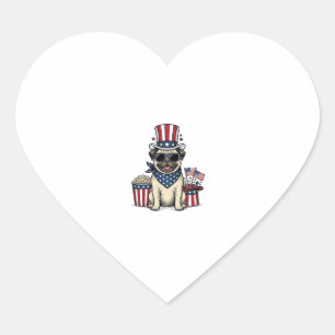 Patriotischer Pug Vintage Gravur Hund-Shirt Design Herz-Aufkleber
