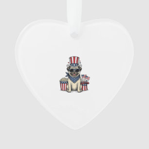 Patriotischer Pug Vintage Gravur Hundeshirt Design Ornament