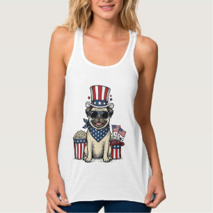 Patriotischer Pug Vintage Gravur Hundeshirt Design Tank Top