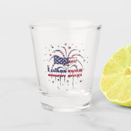 Patriotischer Red White and Blue Happy Labour Day Schnapsglas