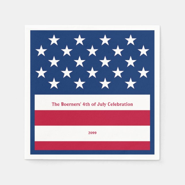 Patriotischer Red White & Blue Old Glory Cocktail Serviette (Vorderseite)