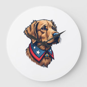 Patriotischer Retriever Maskottchen Vintage Hund T Große Wanduhr