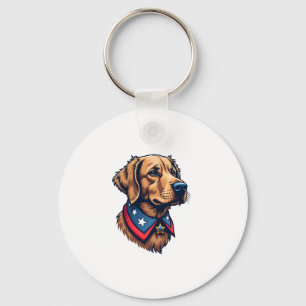 Patriotischer Retriever-Maskottchen Vintage-Hund-T Schlüsselanhänger