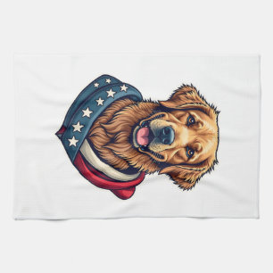 Patriotischer Retriever Stolz Vintage Hundeshirt 4 Geschirrtuch