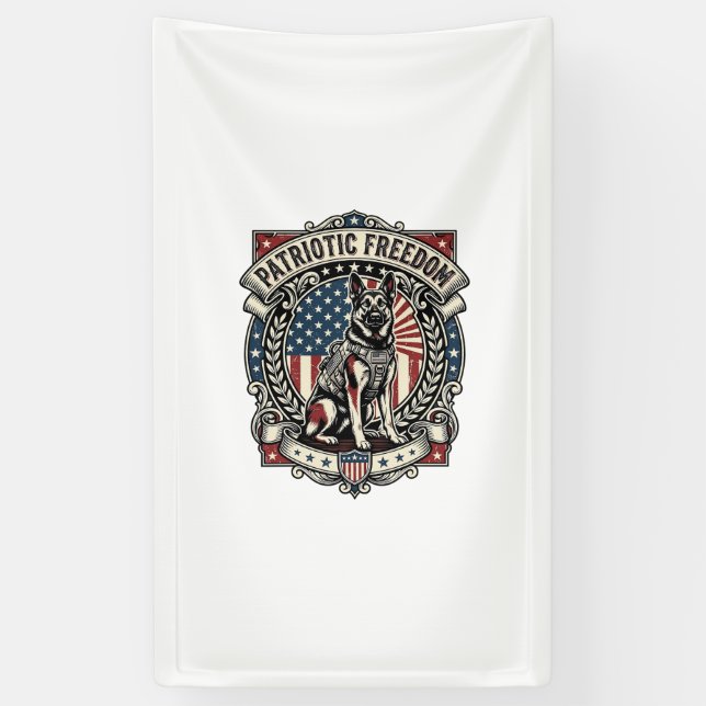 Patriotischer Rettungshund Banner (Vertikal)