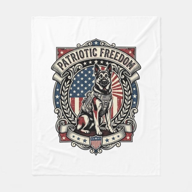 Patriotischer Rettungshund Fleecedecke (Vorderseite)