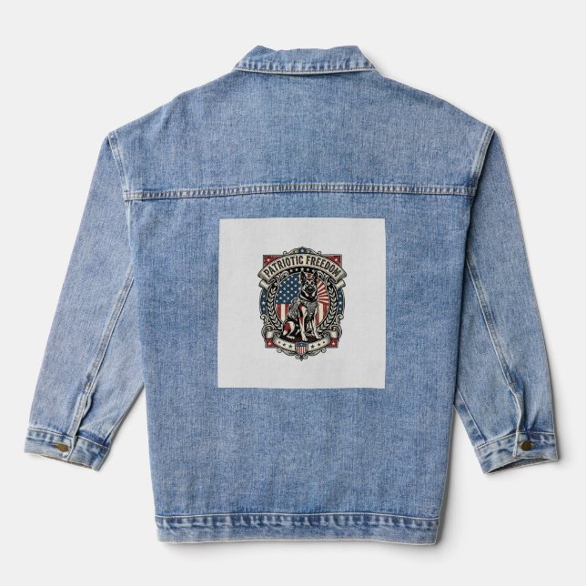Patriotischer Rettungshund Jeansjacke (Rückseite)