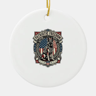 Patriotischer Rettungshund Keramik Ornament