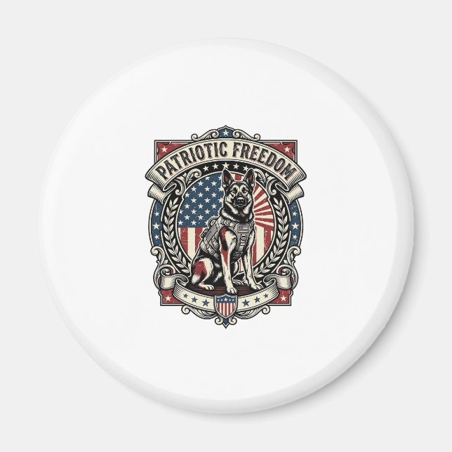 Patriotischer Rettungshund Magnet (Vorne)