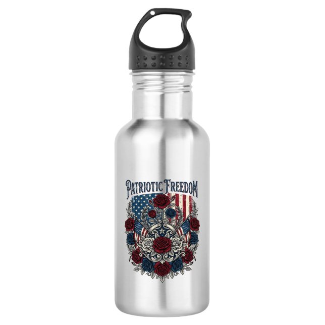 Patriotischer Rosengarten Edelstahlflasche (Vorderseite)