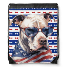 PATRIOTISCHER ROT WEISS BLAU PIT BULL TERRIER HUND