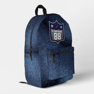 Patriotischer Rot-Weiß-Blauer Glitter-Fußballteam Bedruckter Rucksack