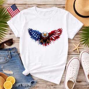 Patriotischer Rot-Weiß-Blauer Weißkopfseeadler T-Shirt