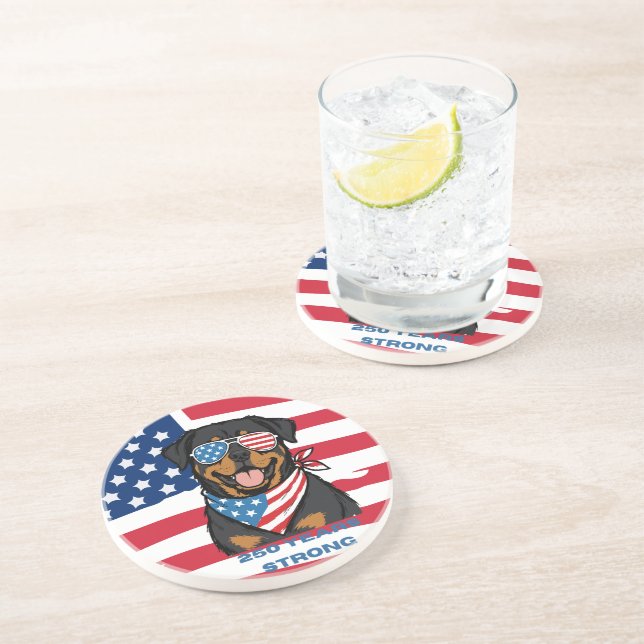 Patriotischer Rottweiler  Getränkeuntersetzer (Seite)