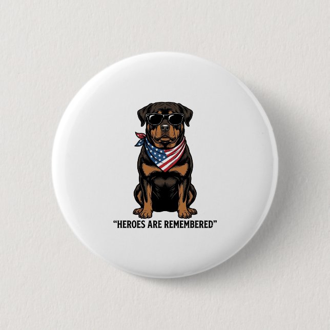 Patriotischer Rottweiler Held Hund Vintage Design_ Button (Vorderseite)