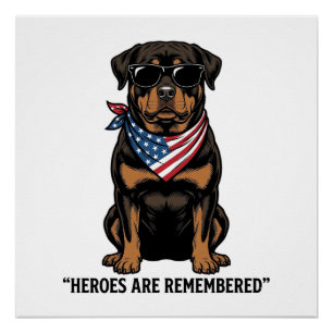 Patriotischer Rottweiler-Held-Hund Vintage-Design_ Poster