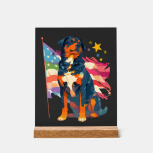 Patriotischer Rottweiler mit USA-Flaggen-Kunst Acrylschild