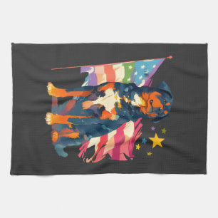 Patriotischer Rottweiler mit USA-Flaggen-Kunst Geschirrtuch