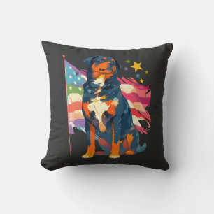 Patriotischer Rottweiler mit USA-Flaggen-Kunst Kissen